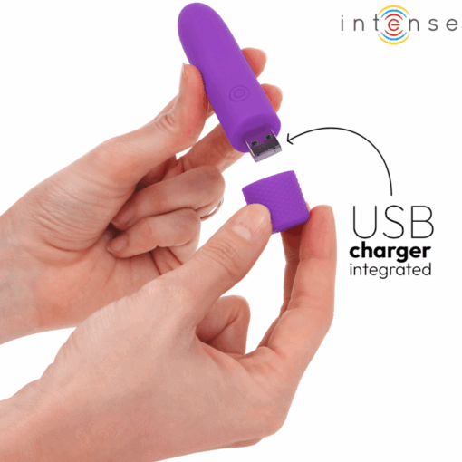 INTENSE – SYMONE BALA VIBRADORA RECARGABLE POR USB 8 VIBRACIONES MORADO 10 X 2.2 CM - intimamenities.com