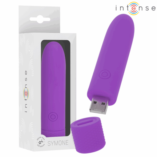 INTENSE – SYMONE BALA VIBRADORA RECARGABLE POR USB 8 VIBRACIONES MORADO 10 X 2.2 CM - intimamenities.com