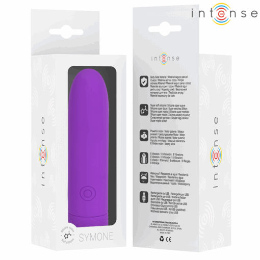 INTENSE – SYMONE BALA VIBRADORA RECARGABLE POR USB 8 VIBRACIONES MORADO 10 X 2.2 CM - intimamenities.com