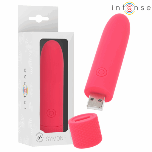 INTENSE – SYMONE BALA VIBRADORA RECARGABLE POR USB 8 VIBRACIONES ROJO 10 X 2.2 CM - intimamenities.com