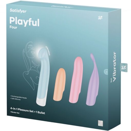 SATISFYER – PLAYFUL FOUR SET VIBRADORES 4 EN 1 + POWER BULLET - intimamenities.com