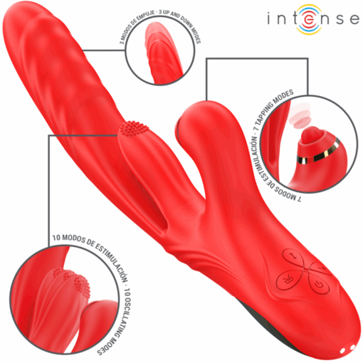 INTENSE – ROSALIA VIBRADOR MULTIFUNCIÓN 3 EN 1 ROJO - intimamenities.com