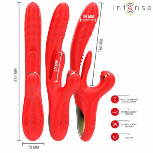 INTENSE – ROSALIA VIBRADOR MULTIFUNCIÓN 3 EN 1 ROJO - intimamenities.com