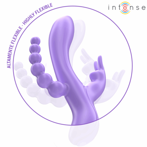 INTENSE – MIKO TRIPLE VIBRADOR RABBIT & ESTIMULADOR & ANAL 7 VIBRACIONES MORADO - intimamenities.com
