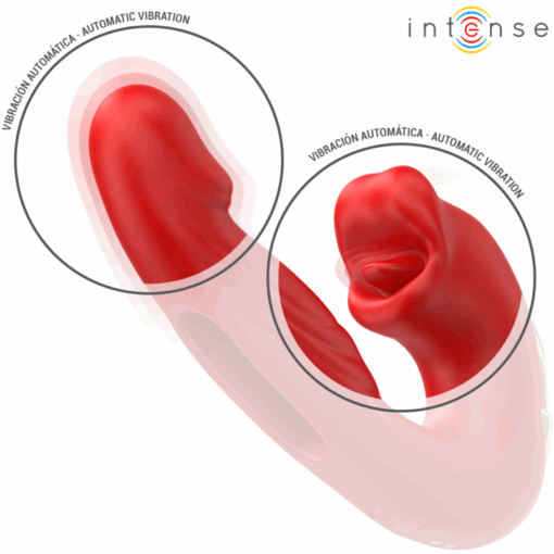 INTENSE – NATHY VIBRADOR DOBLE CON BOCA ESTIMULADORA MULTIFUNCIÓN ROJO - intimamenities.com