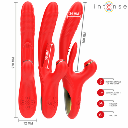 INTENSE – KAROL VIBRADOR MULTIFUNCIÓN EMPUJE & ESTIMULACIÓN & ONDAS ESTIMULADORAS ROJO - intimamenities.com
