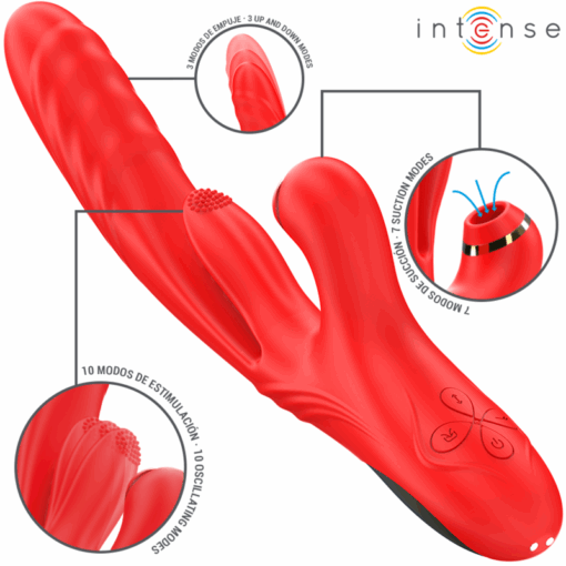 INTENSE – KAROL VIBRADOR MULTIFUNCIÓN EMPUJE & ESTIMULACIÓN & ONDAS ESTIMULADORAS ROJO - intimamenities.com
