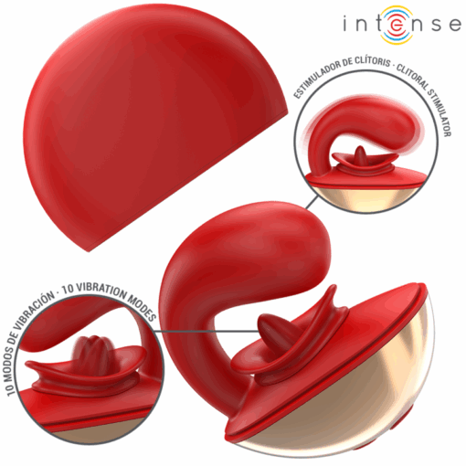 INTENSE – MARIAH VIBRADOR & ESTIMULADOR EN FORMA DE U 10 VIBRACIONES ROJO - intimamenities.com