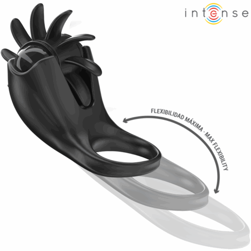 INTENSE – MABEL ANILLO VIBRADOR 10 VIBRACIONES CON ESTIMULADOR DE CLÍTORIS NEGRO - intimamenities.com
