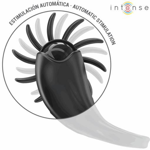 INTENSE – MABEL ANILLO VIBRADOR 10 VIBRACIONES CON ESTIMULADOR DE CLÍTORIS NEGRO - intimamenities.com