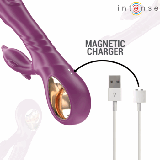 INTENSE – HALLE VIBRADOR MULTIFUNCIÓN CON LENGUA ESTIMULADORA EN FORMA DE DELFÍN MORADO - intimamenities.com