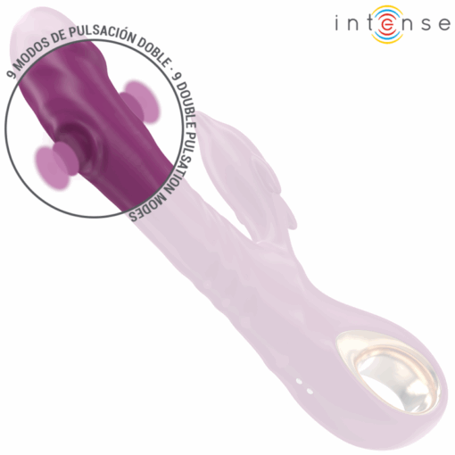INTENSE – HALLE VIBRADOR MULTIFUNCIÓN CON LENGUA ESTIMULADORA EN FORMA DE DELFÍN MORADO - intimamenities.com