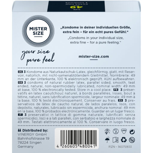 MISTER SIZE – PRESERVATIVOS TALLA S 49 MM (3 UNIDADES) - intimamenities.com
