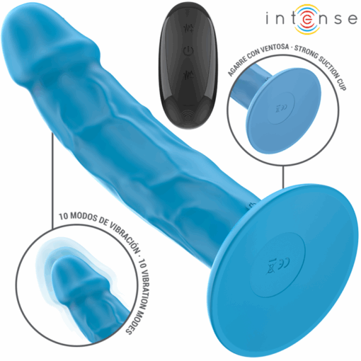 INTENSE – PHOEBE VIBRADOR REALÍSTICO 10 VIBRACIONES AZUL CONTROL REMOTO - intimamenities.com