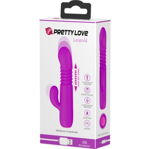 PRETTY LOVE – LEOPOLD VIBRADOR 4 VIBRACIONES 4 MODOS EMPUJE MORADO - intimamenities.com