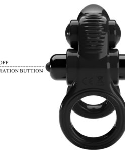 PRETTY LOVE – PASSIONATE RING DOBLE ANILLO VIBRADOR + ESTIMULADOR CLÍTORIS NEGRO - intimamenities.com