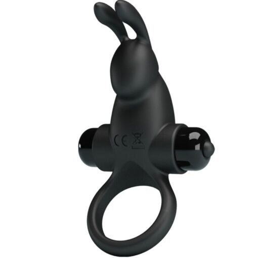 PRETTY LOVE – ANILLO VIBRADOR + ESTIMULADOR RABBIT CLÍTORIS 10 VIBRACIONES NEGRO - intimamenities.com