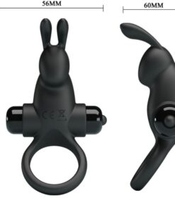 PRETTY LOVE – ANILLO VIBRADOR + ESTIMULADOR RABBIT CLÍTORIS 10 VIBRACIONES NEGRO - intimamenities.com