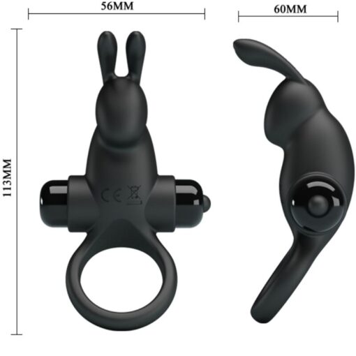 PRETTY LOVE – ANILLO VIBRADOR + ESTIMULADOR RABBIT CLÍTORIS 10 VIBRACIONES NEGRO - intimamenities.com