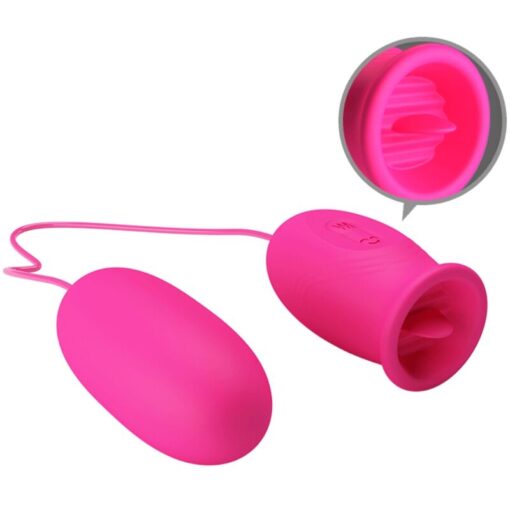 PRETTY LOVE – DAISY HUEVO VIBRADOR + LENGUA ESTIMULADORA DE CLÍTORIS ROSA - intimamenities.com