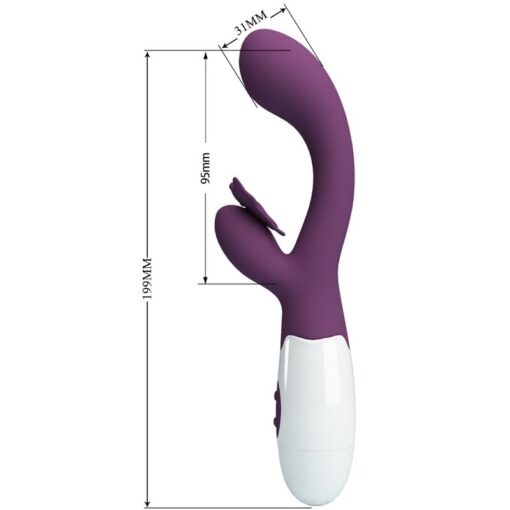 PRETTY LOVE – BUTTERFLY KISS VIBRADOR RABBIT & ESTIMULADOR PUNTO G MORADO - intimamenities.com