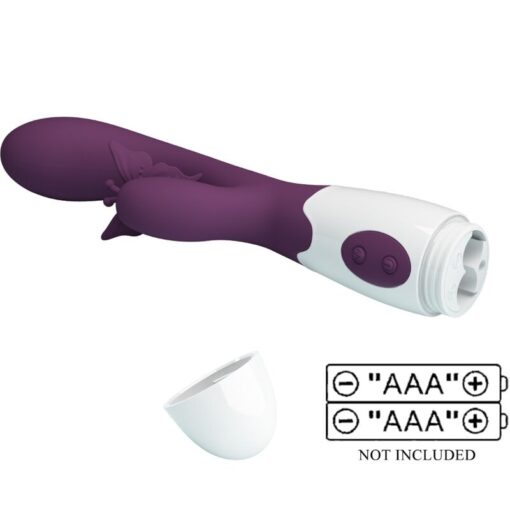 PRETTY LOVE – BUTTERFLY KISS VIBRADOR RABBIT & ESTIMULADOR PUNTO G MORADO - intimamenities.com
