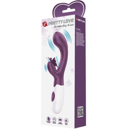 PRETTY LOVE – BUTTERFLY KISS VIBRADOR RABBIT & ESTIMULADOR PUNTO G MORADO - intimamenities.com