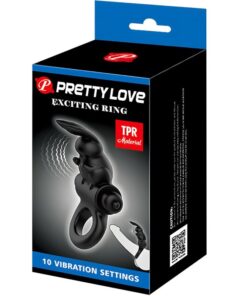 PRETTY LOVE – EXCITING RING ANILLO VIBRADOR RABBIT 10 VIBRACIONES NEGRO - intimamenities.com