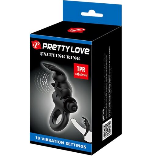 PRETTY LOVE – EXCITING RING ANILLO VIBRADOR RABBIT 10 VIBRACIONES NEGRO - intimamenities.com