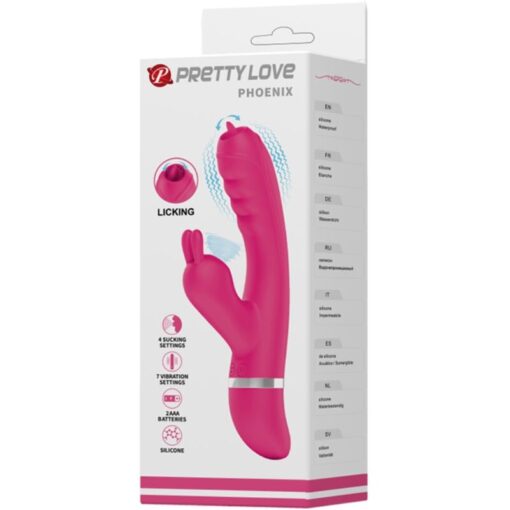 PRETTY LOVE – PHOENIX VIBRADOR RABBIT MULTIFUNCIÓN ROSA - intimamenities.com