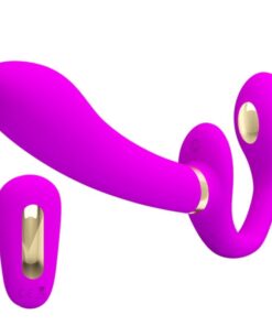 PRETTY LOVE – THUNDERBIRD VIBRADOR DOBLE STRAP-ON CONTROL REMOTO MORADO - intimamenities.com