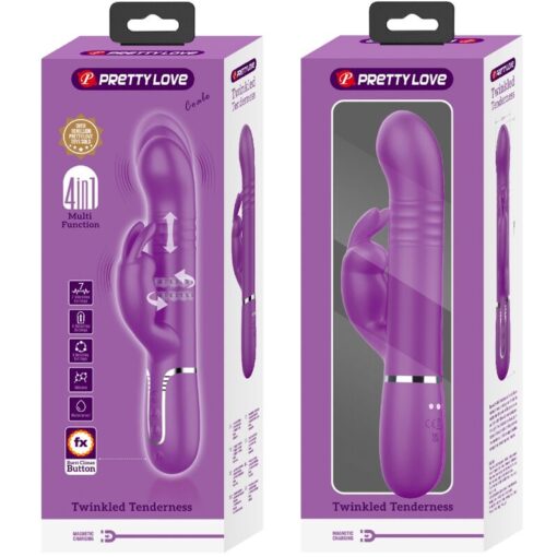 PRETTY LOVE – COALE VIBRADOR RABBIT MULTIFUNCIÓN 4 EN 1 MORADO - intimamenities.com