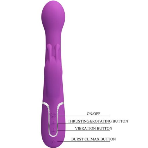 PRETTY LOVE – DEJON VIBRADOR RABBIT MULTIFUNCIÓN 3 EN 1 MORADO - intimamenities.com