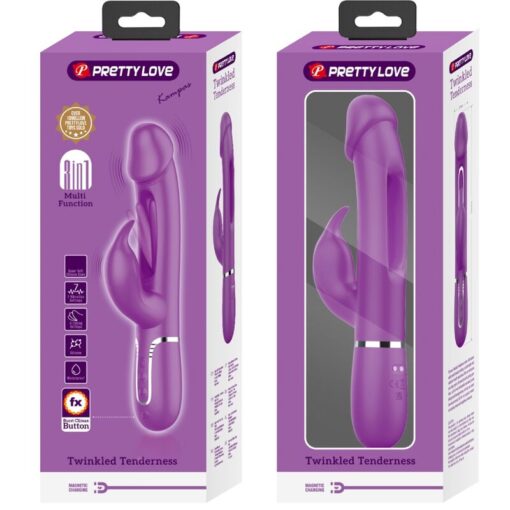 PRETTY LOVE – KAMPAS VIBRADOR RABBIT MULTIFUNCIÓN 3 EN 1 MORADO - intimamenities.com