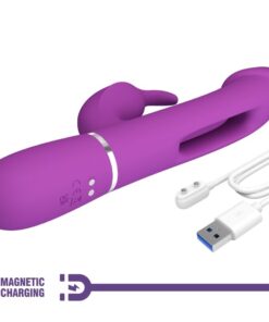 PRETTY LOVE – KAMPAS VIBRADOR RABBIT MULTIFUNCIÓN 3 EN 1 MORADO - intimamenities.com