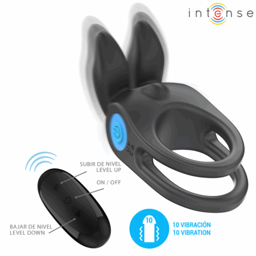 INTENSE – SAM ANILLO DOBLE VIBRADOR PENE 10 VIBRACIONES NEGRO - intimamenities.com