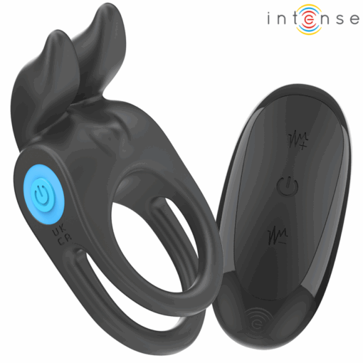INTENSE – SAM ANILLO DOBLE VIBRADOR PENE 10 VIBRACIONES NEGRO - intimamenities.com