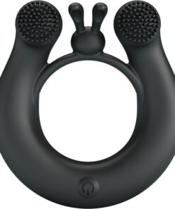 PRETTY LOVE – DAHLIA ANILLO VIBRADOR + ESTIMULADOR DE CLÍTOIS 12 VIBRACIONES NEGRO - intimamenities.com