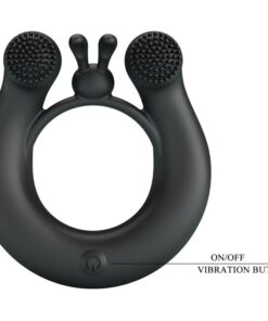 PRETTY LOVE – DAHLIA ANILLO VIBRADOR + ESTIMULADOR DE CLÍTOIS 12 VIBRACIONES NEGRO - intimamenities.com