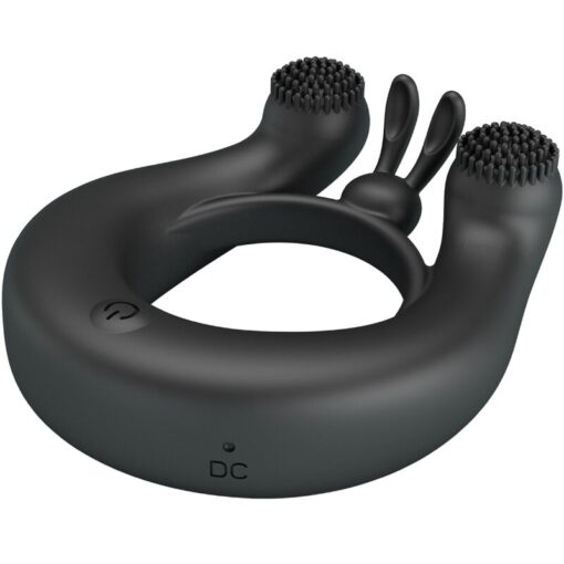 PRETTY LOVE – DAHLIA ANILLO VIBRADOR + ESTIMULADOR DE CLÍTOIS 12 VIBRACIONES NEGRO - intimamenities.com