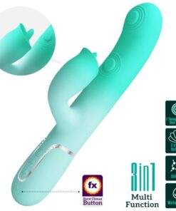 PRETTY LOVE – GIGI VIBRADOR RABBIT MULTIFUNCIÓN VERDE AGUA - intimamenities.com