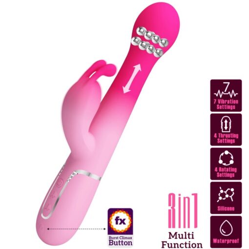 PRETTY LOVE – DEJON VIBRADOR RABBIT 3 EN 1 MULTIFUNCIÓN ROSA - intimamenities.com
