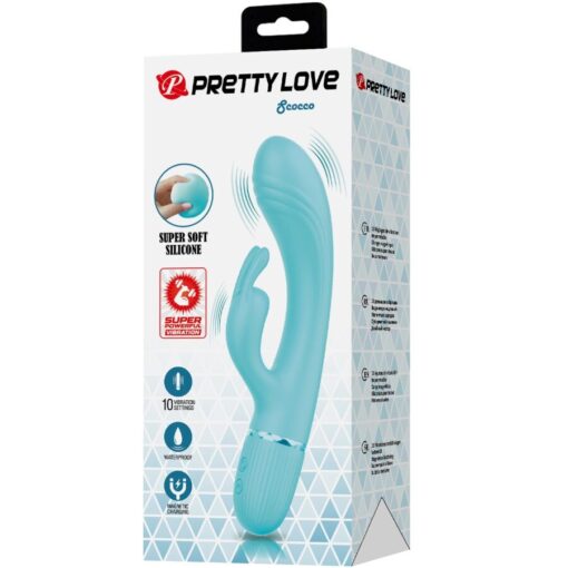 PRETTY LOVE – SCOCCO VIBRADOR RABBIT TURQUESA - intimamenities.com