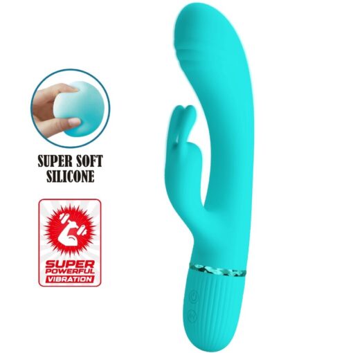PRETTY LOVE – SCOCCO VIBRADOR RABBIT TURQUESA - intimamenities.com