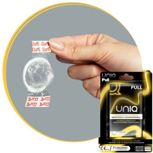 UNIQ – PULL PRESERVATIVOS CON TIRAS SIN LÁTEX 3 UNIDADES - intimamenities.com