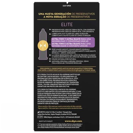 SKYN – PRESERVATIVO ELITE ULTRAFINO 10 UNIDADES - intimamenities.com