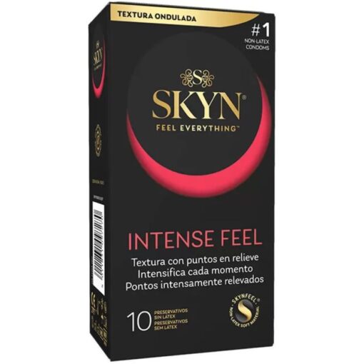 SKYN – PRESERVATIVO INTENSE FEEL TEXTURA CON DISEÑO ONDULADO 10 UNIDADES - intimamenities.com