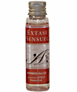 EXTASE SENSUAL – ACEITE MASAJE EFECTO CALOR CON FEROMONAS FRUTA DE LA PASION VIAJE 35 ML - intimamenities.com