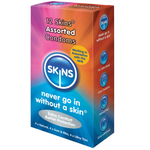 SKINS – PRESERVATIVOS NATURAL + FINO + PUNTOS & ESTRIAS 12 UDS - intimamenities.com