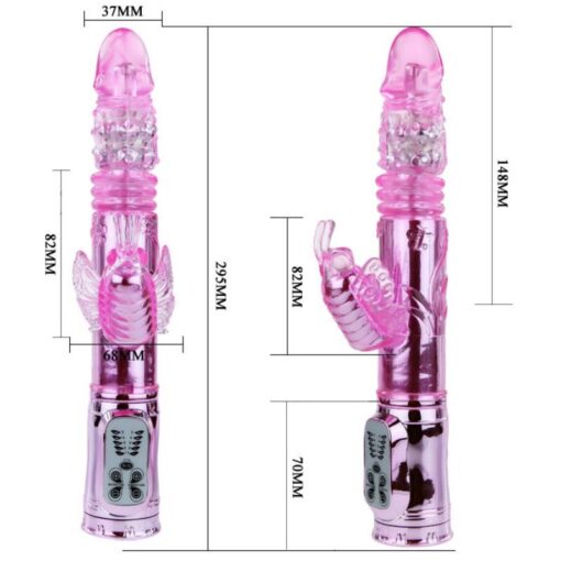 BAILE – VIBRADOR RECARGABLE CON ROTACION Y ESTIMULADOR THROBBING BUTTERF - intimamenities.com